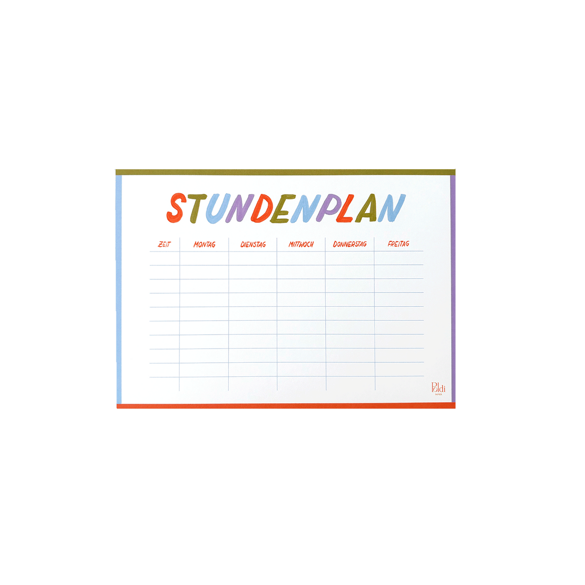 Stundenplan, weiß/bunt A5